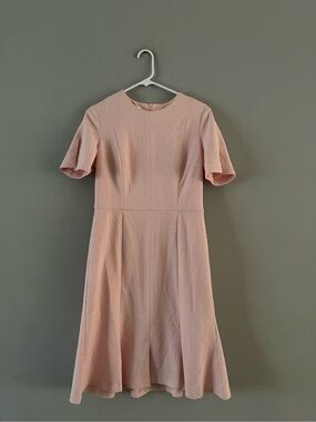 Donna Morgan Blush Pink Textured Fit-and-Flare Midi Dress